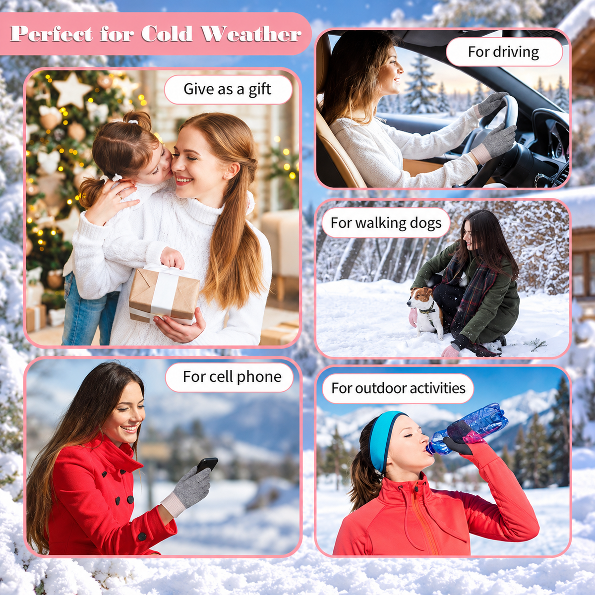 Women's Touchscreen Gloves – 3 Pairs