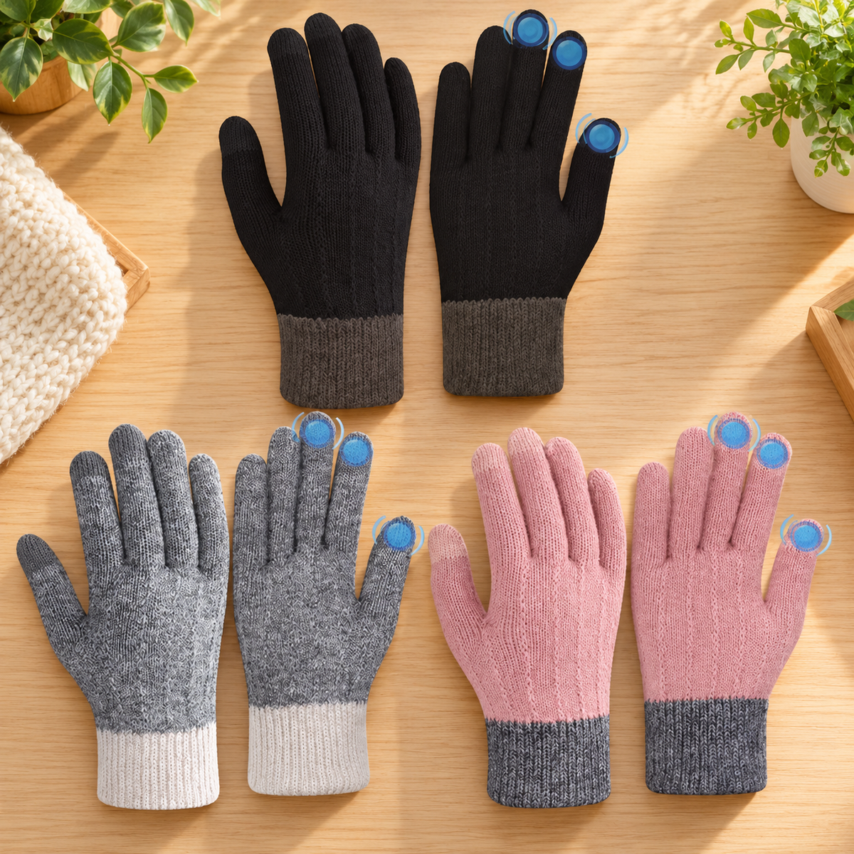 Women's Touchscreen Gloves – 3 Pairs