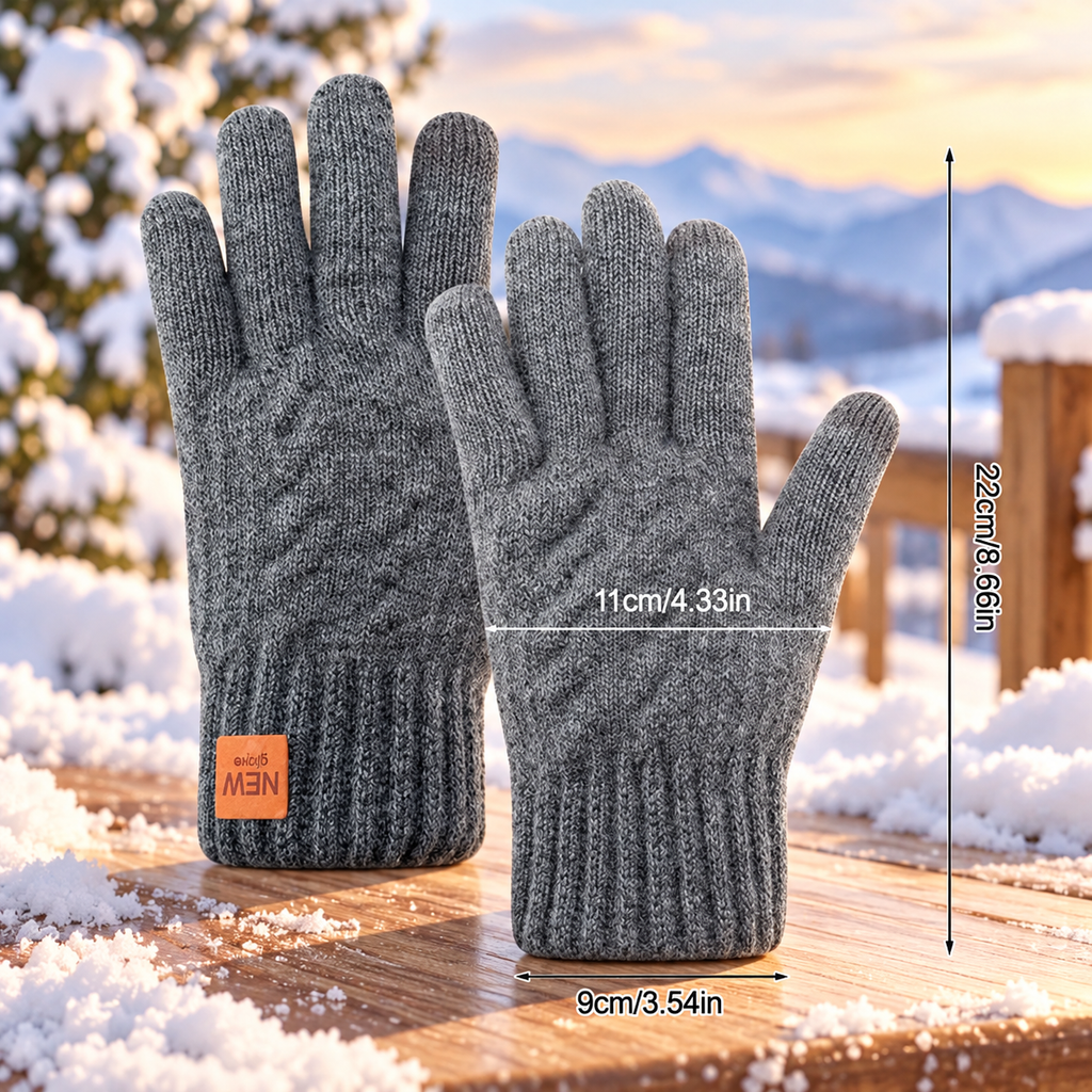 Men's Winter Knit Gloves – 2 Pairs